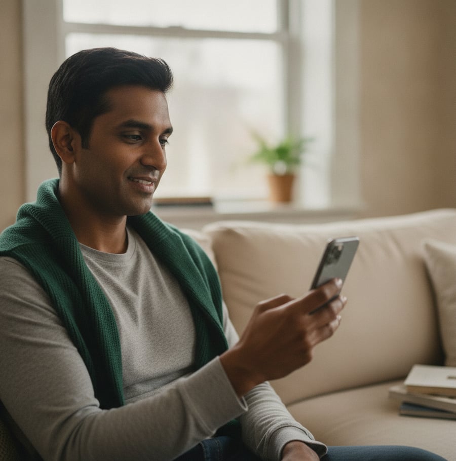 Freeley patient managing their care from their phone at home